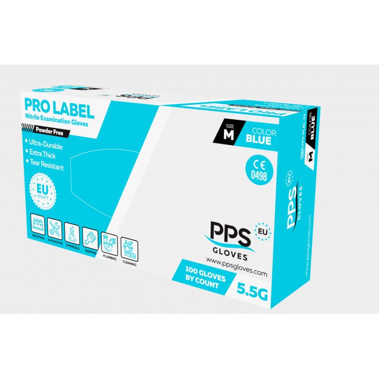 Ръкавици от нитрил PPS NITRILE BLUE PF 5.5G