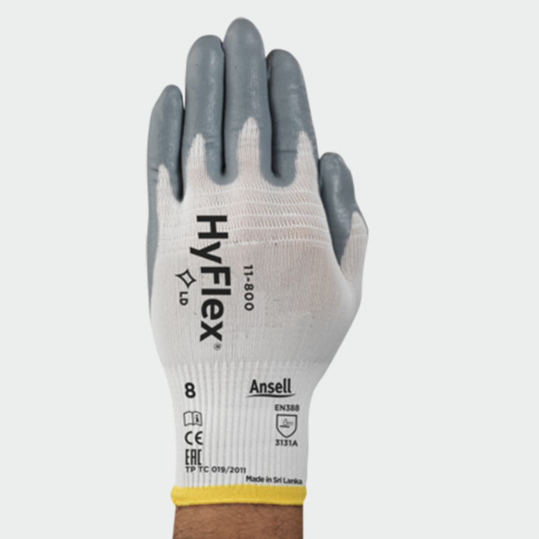 Бели нитрилни ръкавици HyFlex 11-800 
